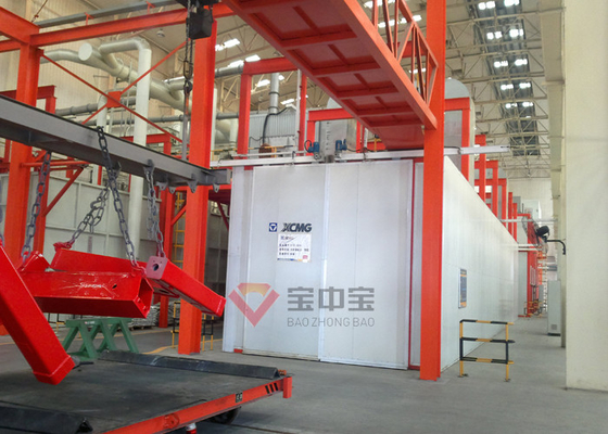 Gian hàng phun sơn cho dây chuyền sơn máy móc hạng nặng XCMG với hệ thống dây chuyền băng tải